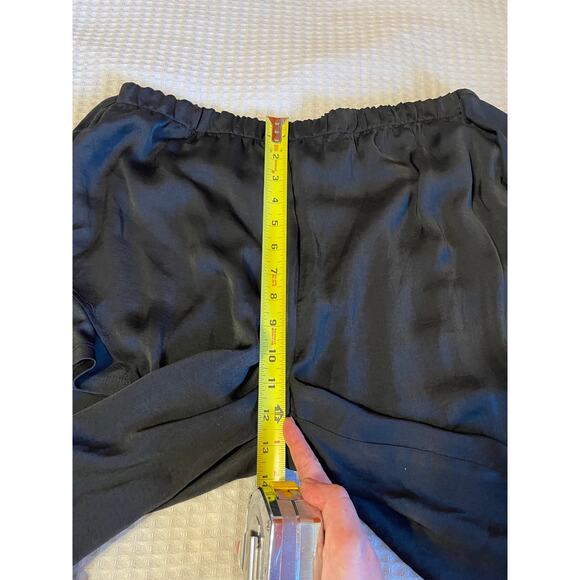 Talulah Boho Silky Black Palazzo Tie Front High Slit Wide Leg Pull On Pants Lg - Picture 6 of 12